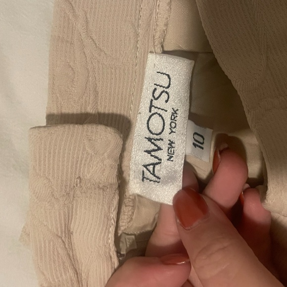 Beige Pencil A-Line Business Casual Work Boho Classy Classic Minimal Mini Skirt - Picture 3 of 5